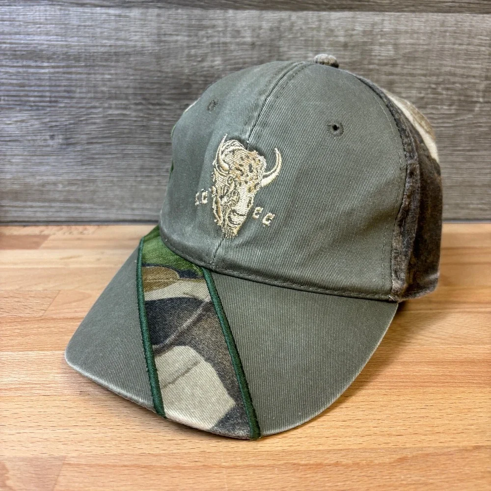 Kansas City Coutry Club Hat Cap Strap‎ Back Brown Green Camo Outdoors Adjustable